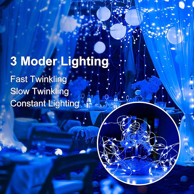 24Pack Fairy Lights Battery Operated, 7ft 20 LED 3 Modes Speed Twinkle Mini String Lights Waterproof Silver Wire Firefly Starry Lights for Mason Jars Wedding Party Christmas Decorations