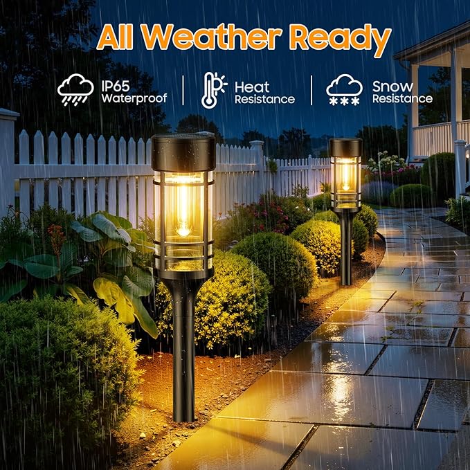 LETMY Solar Pathway Lights Outdoor, 6 Pack Solar Lights Outdoor Waterproof IP65, Bright Solar Garden Lights Outdoor, Auto On/Off Outdoor Solar Lights for Yard Walkway Driveway Landscape Garden Decor