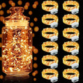 Aogist 12 Pack Fairy Lights 3 Modes 7ft 20 LED Waterproof,Battery Operated Silver Wire Firefly Starry Moon Mini String Lights for Mason Jars Christmas DIY Crafts Wedding Party Bedroom,Orange