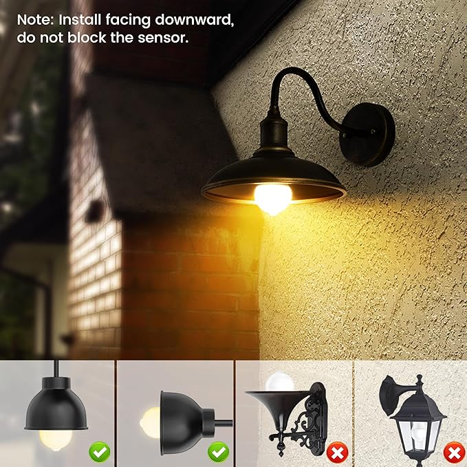 Motion Sensor Light Bulbs, 13W (100Watt Equivalent), Motion Activated Dusk to Dawn Security LED Bulb, 2700K Warm White, Energy-Efficient, for Indoor and Outdoor Lighting, Porch, Stairs, Hallway 2Pack