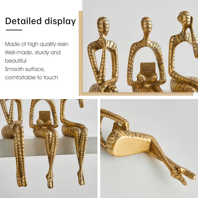 XINXUAN Letter - Gold Statue Home Decor - Modern Bookshelf & Desk Decor - 3 Piece Set