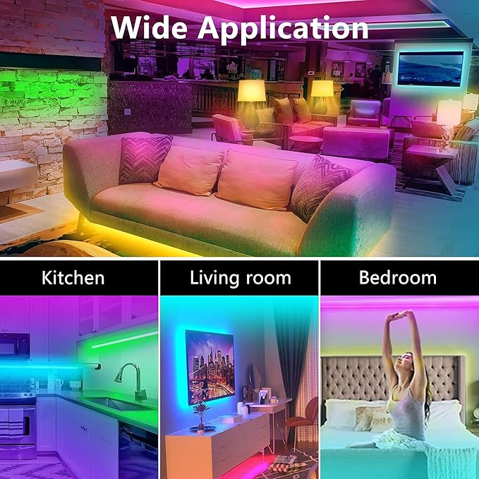GUPUP 200ft LED Strip Lights WiFi, Compatible with Alexa & Google Assistant, 2 Rolls of 100ft RGB Led Light Strip,Color Changing, Music Sync Tape Lighting for Bedroom, Party, Home Decor