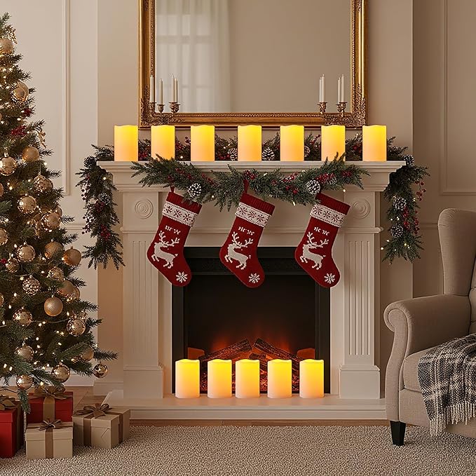 Amagic 2 Pack 6" x 4" Outdoor Plastic Electric flameless Candles with Remote Control and Timer, Battery Operated Flickering LED Pillar Fake Candle for Home, Wedding Decor, Ivory