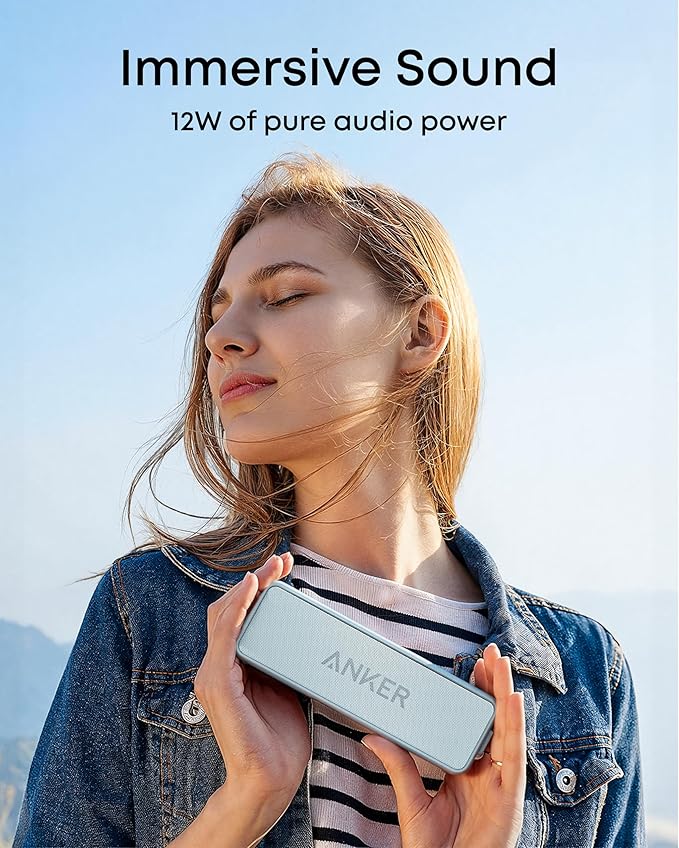 Anker Soundcore 2 Portable Bluetooth Speaker with Stereo Sound, Bluetooth 5, Bassup, IPX7 Waterproof, 24-Hour Playtime, Wireless, Speaker for Home, Outdoors, Travel