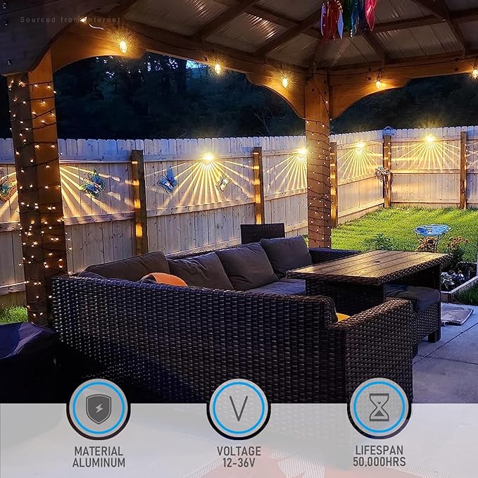 LEONLITE Unique Rays LED Low Voltage Deck Lights Outdoor, 12V Landscape Step Railing Fence Light, Aluminum, 3000K Warm White, IP65 Waterproof, Landscape Deck Light for Backyard, Bronze, Pack of 6
