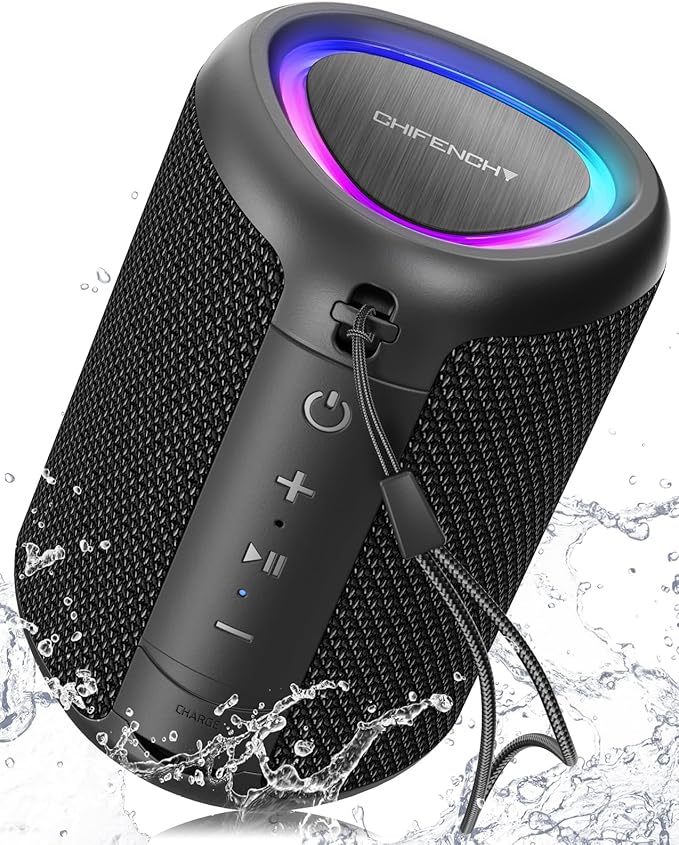 Portable Bluetooth Speaker Beach Vacation Essentials: Powerful Crystal Clear Sound/Dynamic Light/IPX5 Waterproof/All Day Playtime/BT 5.3/TWS Paring, Small Wireless Speaker for Outdoor|Travel|Camping