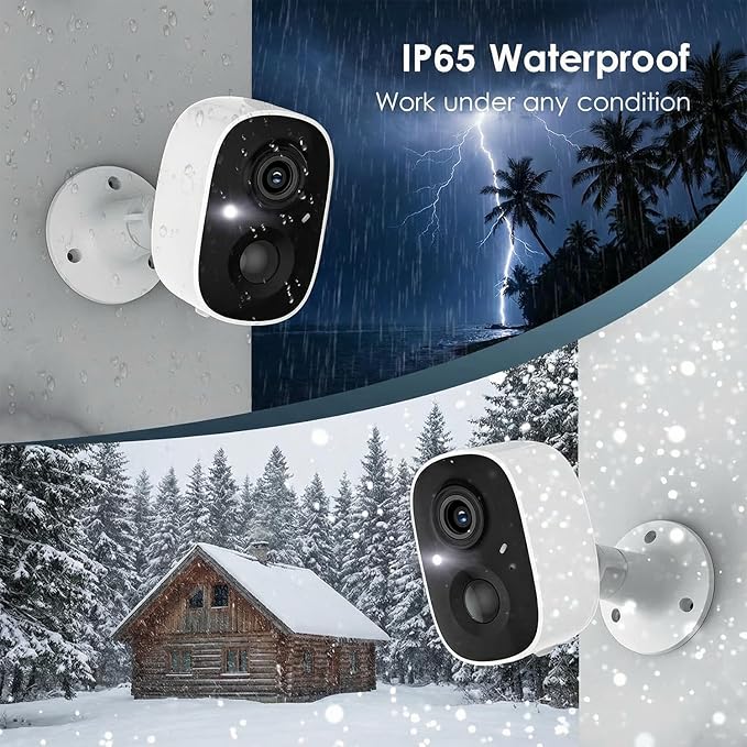 GMK Security Cameras Wireless Outdoor, 2K Battery Powered Cameras for Home Security, Color Night Vision, Motion Detection, 2-Way Talk, IP65 Waterproof, Remote Access, Cloud/SD Storage