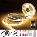 50ft 3000K DC 24V COB LED Strip Light ETL Listed, 0-100％ Brightness Dimmable Bright Warm White Led COB Strip Light, Led Strip Light for Stair, Cabinet, Room(Include AD/DC Adapter and Remote)