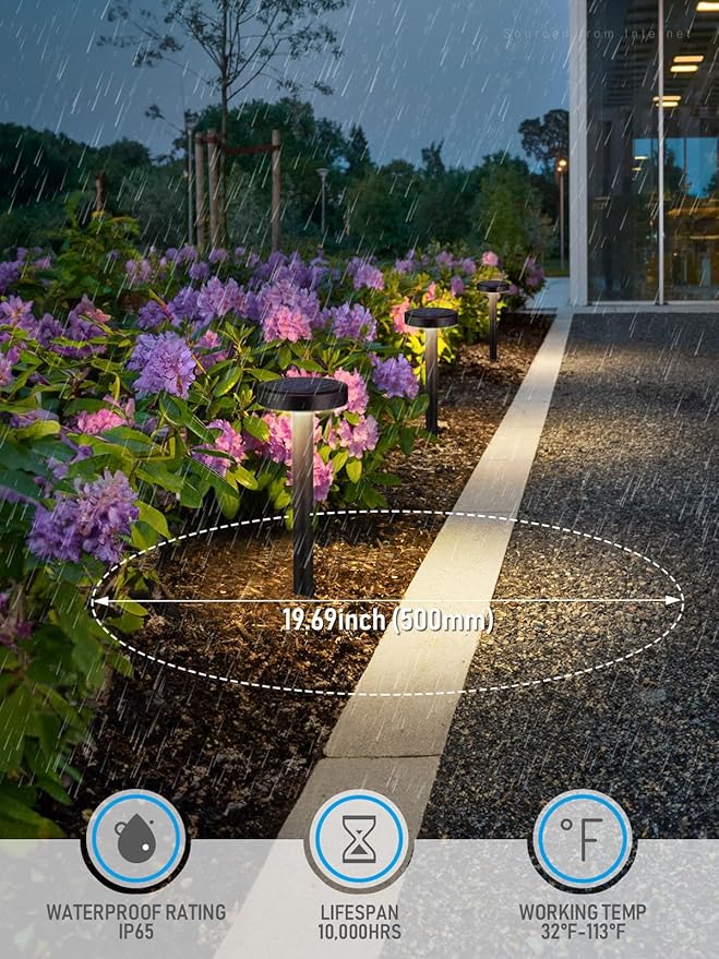 LEONLITE 12-Pack 2CCT Solar Powered Path Lights, 50/100% Dimmable, Auto Dusk to Dawn Landscape Pathway Lights for Sidewalk, Driveway, Garden, 2700K Soft White /4000K Cool White, IP65, 120lm, Black