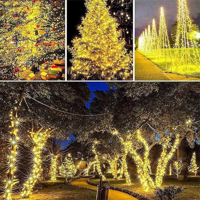WESEN 300 LED Christmas String Lights Indoor Outdoor-2Pack, Solar String Lights 110FT with 8 Lighting Modes, Twinkle Fairy String Light for Bedroom Wedding Xmas Tree Party Garden Patio (Warm White)