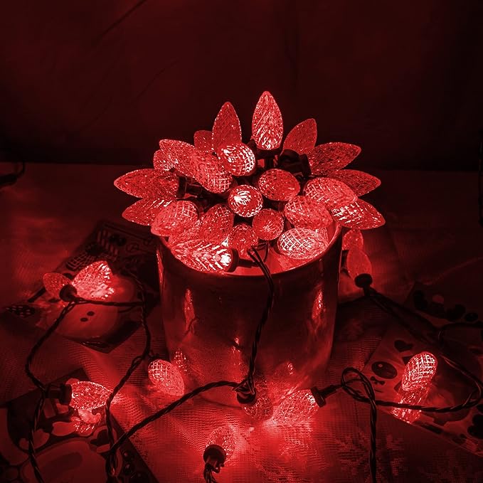 Dazzle Bright C9 Christmas String Lights, Waterproof Connectable Green Wire Fairy Lights, Christmas Lights for Indoor Outdoor Home Yard Xmas Tree House Decorations (Red, 100 LED)