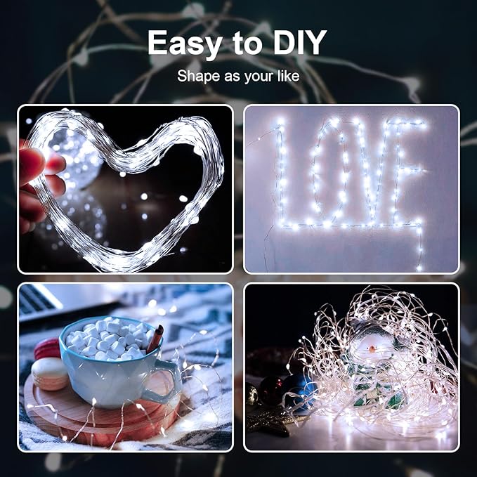 ZGWJ Fairy Lights Battery Operated, 24 Pack White Twinkle String Lights 20 LED 7FT Mason Jar Lighting Waterproof for Bedroom, Halloween, Christmas, Party Indoor and Outdoor Decoration