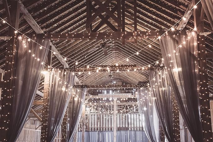 White String Lights Outdoor 200FT Led Globe G40 Patio Lights for Outside with 104 Shatterproof Bulbs Bistro Lights for Wedding Gazebo Pergola, White Wire String Lights 2Pack x 100FT