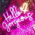 Hello Gorgeous Neon Sign Pink LED Neon Lights for Home Wedding Birthday Backdrop Bacelorette Party Wth Dimmable Switch(5V, 16.5"*11")