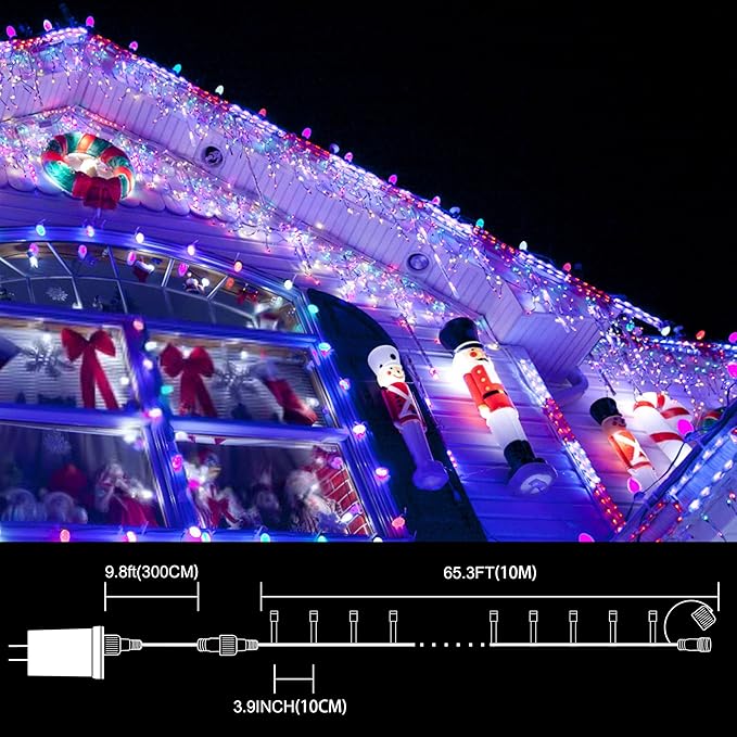 LAMPHOME 33ft Red White Blue String Lights, 100 LED 4th of July Patriotic Fairy Lights Plug in, 16 Lighting Modes Starry Lights for Outdoor Tree Independence Day Memorial Day Party Decor