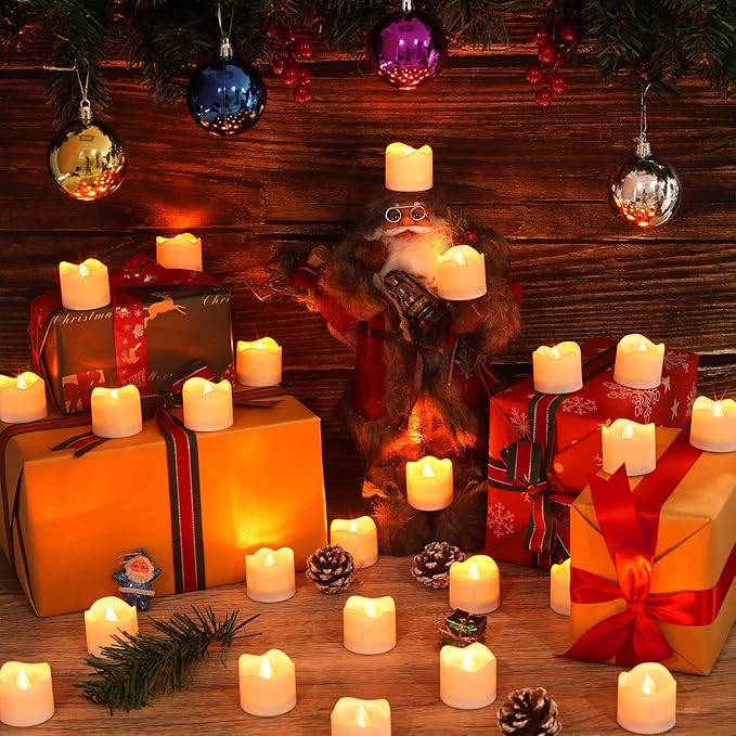 Topstone Flameless Candles with Remote Control, Battery-Operated LED Electronic Candles, 400+ Hours with CR2450 Battery, Yellow Glow, Flickering Realistic Fake Candles for Home Decor, Wedding, Party