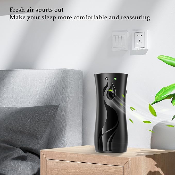 (2-Pack) Automatic Fragrance Dispenser | Automatic Air Freshener Spray Dispenser | Wall Mounted or Standing Aerosol Sprayer for Hotel Office Living Room Bathroom Commercial Place (Black)