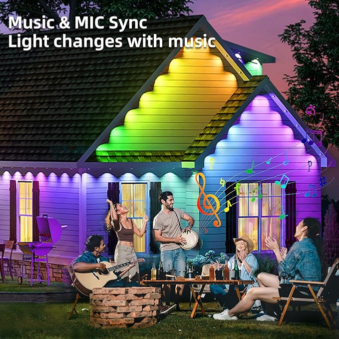 Permanent Outdoor Lights for House,120ft Smart Eave Light with 72 LED,DIY RGB+IC Outdoor Lights for Christmas Party Daily Decorations,IP67,Alexa & Google Assistant Compatible