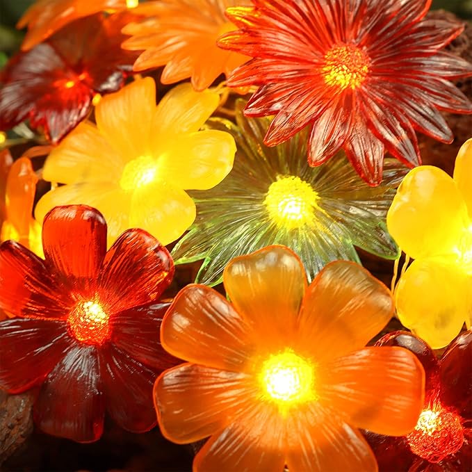 Cute Flower Fairy Lights String of flowers for decorating-7ft 20LED Waterproof Battery Operated String Lights Outdoor Indoor- Floral Garland for Wedding Garden Christmas Tree Bedroom Wreath Decor