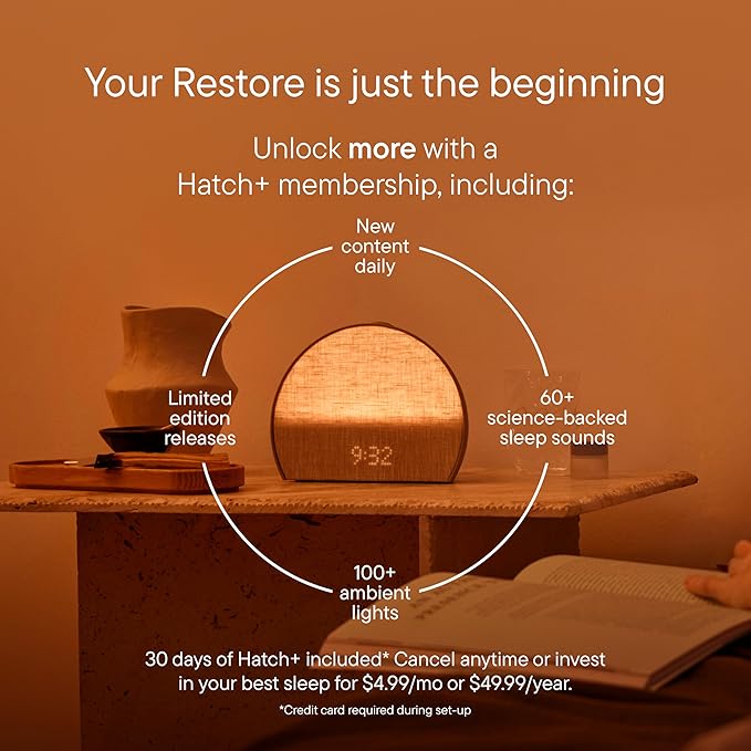 Hatch Restore 3 Sunrise Alarm Clock, Sound Machine, Smart Light (Cocoa) - White Noise, Screen-Free Sleep Routine