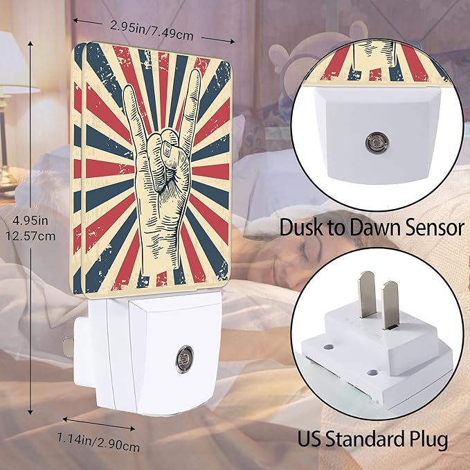 Hand in Rock Night Light Plug in Wall Lamp Smart Dusk to Dawn Sensor for Home Decorative, Kids Room Bedroom Bathroom Kitchen Hallway Gifts