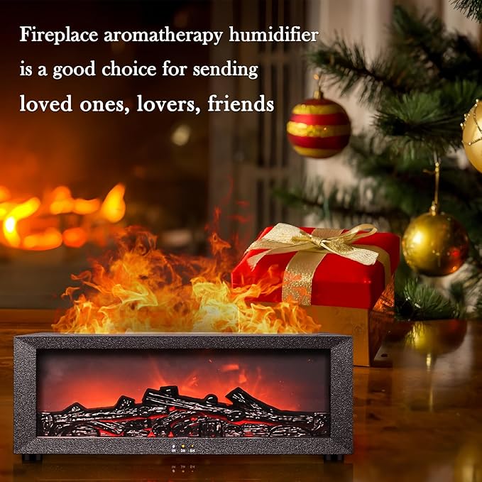 Fireplace Aroma Diffuser with Remote Control - 7 Color Changing LED Flame Essential Oil Diffuser, 1/3/5 Hour Timer, Ultrasonic Cool Mist Humidifier for Home, Office, Yoga Meditation, Spa