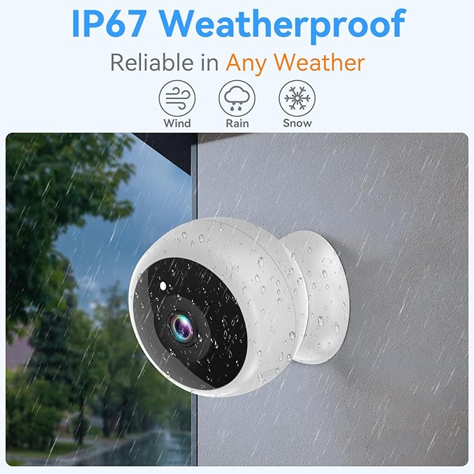 Magnetic Security Camera Wireless - 2Pack AI Motion Detection, 2K HD Video, Battery Powered, Ease of Setup, 2-Way Audio,IR Color Night Vision, Waterproof, Outdoor & Indoor Surveillance