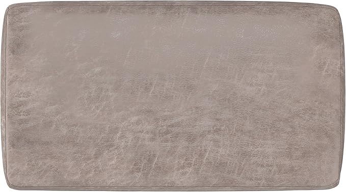 SIMPLIHOME Milltown Small Ottoman Bench - 27 inch Wide Upholstered Vegan Leather Rectangle Footstool Ottoman in Distressed Grey Taupe, Contemporary Bench for Bedroom with Cushioned Seat, Assembled