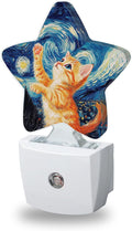 Cute Cat Night Lights Plug Into Wall,Blue Starry Sky Dusk to Dawn Light Sensor Night Light for Kids, Energy Efficient Sleep Friendly Lamp for Bedroom Bathroom Nursery