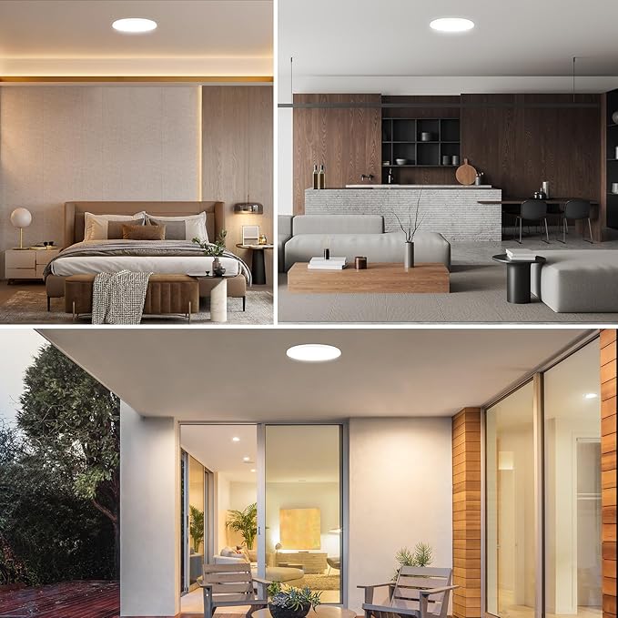 LUXRITE 19 Inch Modern LED Flush Mount Ceiling Light Fixture, 35W, 2200LM, 5CCT Selectable 2700K 3000K 3500K 4000K 5000K, Super Slim Round Ceiling Light, CRI 90, Dimmable, Wet Rated, ETL Listed