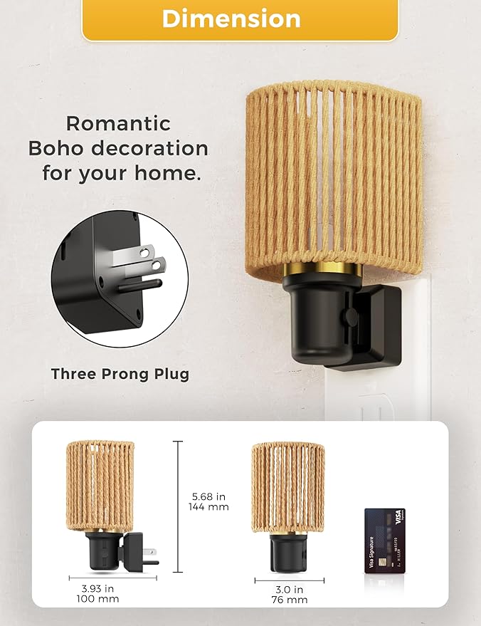 L LOHAS LED Night Lights Plug into Wall, Plug in Night Light, Bohemian Nightlight Dimmable with Light Sensor, 3000K, Boho Nightlights Farmhouse Decorative for Bedside Bedroom Bathroom Hallway, 1 Pack