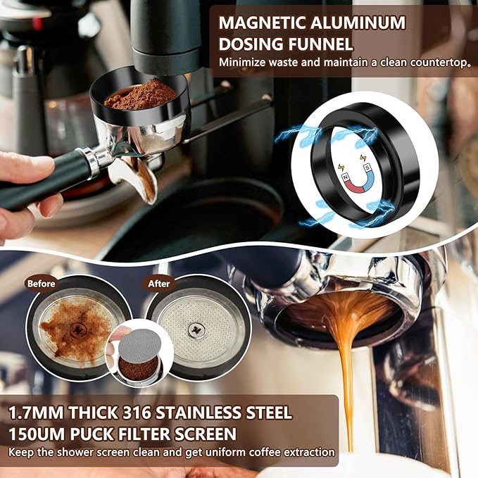 Y-Step 58mm Espresso Accessories Kit 25 PCS, Espresso Tamper Kit Coffee Tamper Set, 58mm Espresso Tamper with Spring Loaded Calibrated, Espresso Puck Screen, Dosing Funnel, WDT Tool, Latte Art Kit