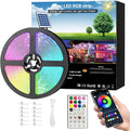 Smart Solar Led Strip Lights Outdoor, 16.4ft RGBICW Solar Rope Lights Self-Adhesive Waterproof with Remote Timer and Auto On/Off, Perfect for Deck, Patio, Poolside, Camping Decor