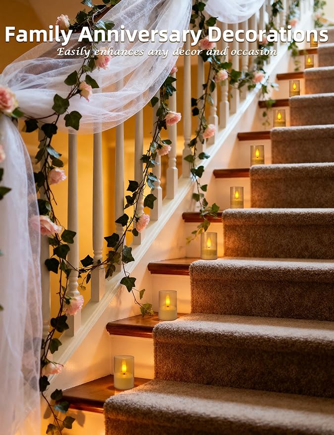 Rechargeable Acrylic Flameless Candles with Remote Timer, Flickering Warm White Tealights, Ideal for Home Decor Weddings Parties, Restaurants(Amber,Set of 6)