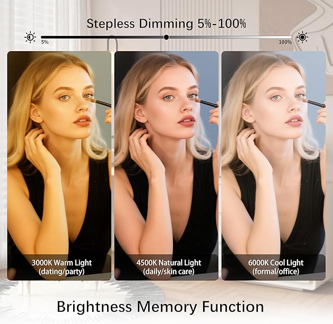 15" Vanity Lights for Mirror, Rechargeable Battery Operated Mirror Lights with Remote Control, 3 Temp&Adjustable Brightness Makeup Light, Cordless Lighting for Vanity Desk (White-1Pack)