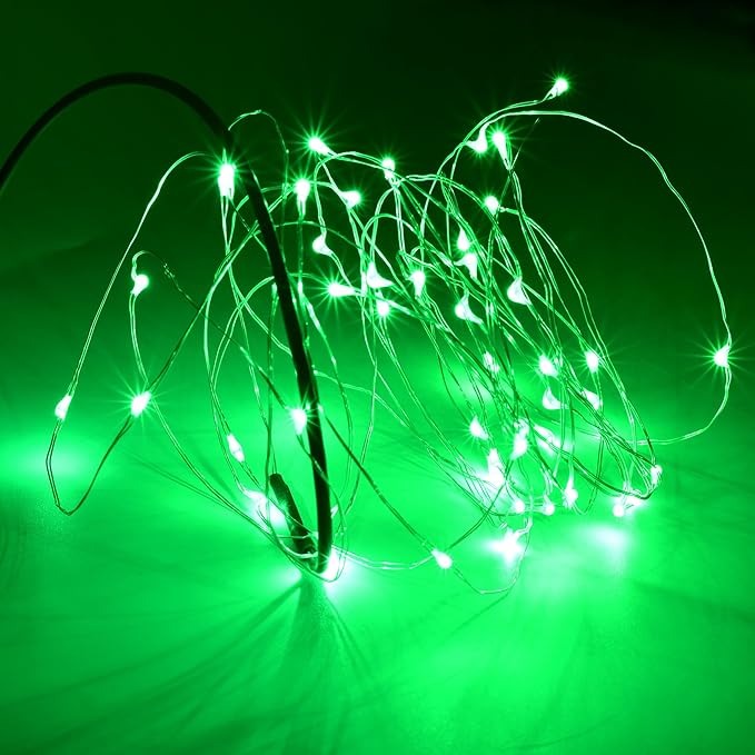 Karlling USB Plug in LED Fairy Lights,2 Packs of 50 LED Bulbs 16 Ft Silver Wire Waterproof Starry String Lights for Bedroom Patio Garden Party Wedding Commercial Lighting (Green)