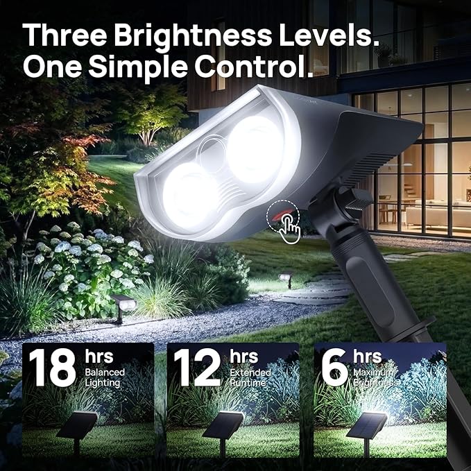 Consciot Solar Lights Outdoor Waterproof IP67, 3 Lighting Modes Solar Spot Lights Outdoor, Auto On/Off, 2-in-1 Solar Landscape Light for Yard Garden Landscape Pathway, Cool White 6500K, 4 Pack