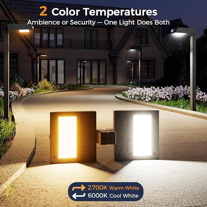 XMCOSY+ Solar Pathway Lights with Motion Sensor 6 Pack, 300LM Metal Solar Lights Outdoor Waterproof, 3 Modes Landscape Lighting for Garden, Backyard, Outside, Path (Warm/Cool White)