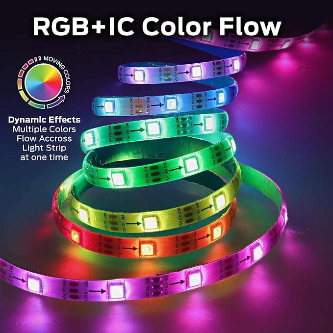 Monster Smart RGB+IC LED Strip Lights 25ft – Sound Reactive Strip Lights for Bedroom, App & Voice Control, RGB Light Strip for Room, Alexa Google Home, Razer Chroma Sync - 230 RGB+IC LED Lights