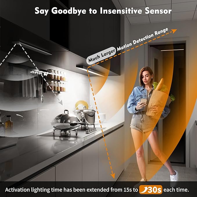 5Pack Touch Control Under Cabinet Lighting, 160LED Super Bright, 4000mAh Long-Lasting, Magnetic Rechargeable Motion Sensor Under Counter Lights for Kitchen, Closet, Remote, Dimmable, 3CCT丨Black