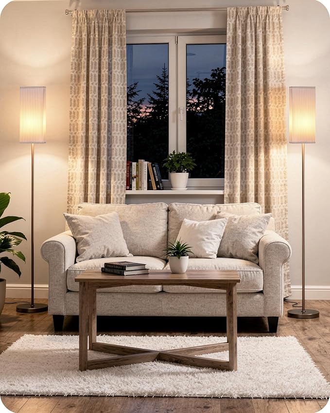 64.2'' Dimmable Floor Lamp for Living Room with Remote and Foot Switch, Corner Floor Lamp for Bedroom, Includes 10W A19 Bulb, Modern Standing Tall Lamp, ETL Listed, Brown and White VCW17LD05