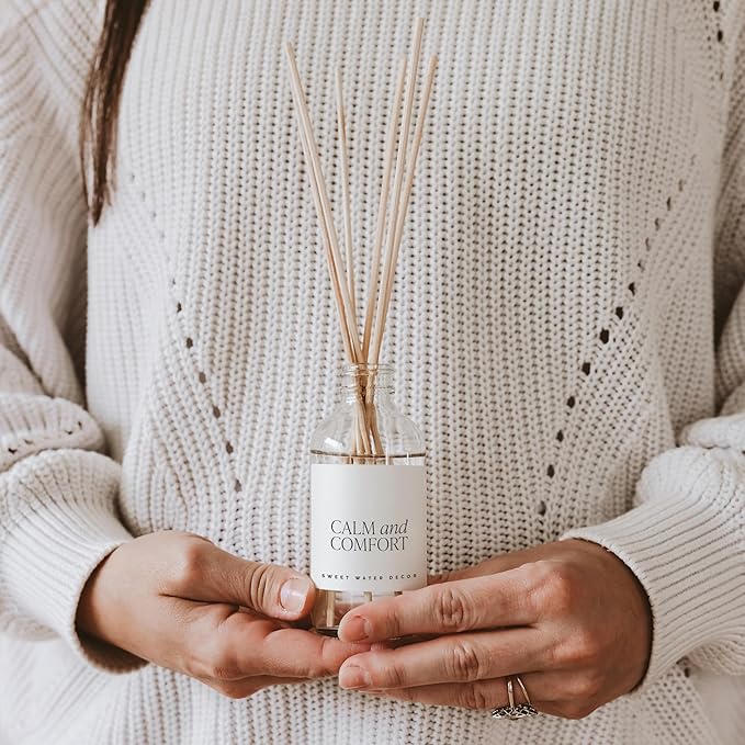 Sweet Water Decor Calm and Comfort Reed Diffuser Set | Lavender, Patchouli, Eucalyptus Spa Scented Diffusers | Air Freshener | Housewarming Gift | Aromatic Stress Relief