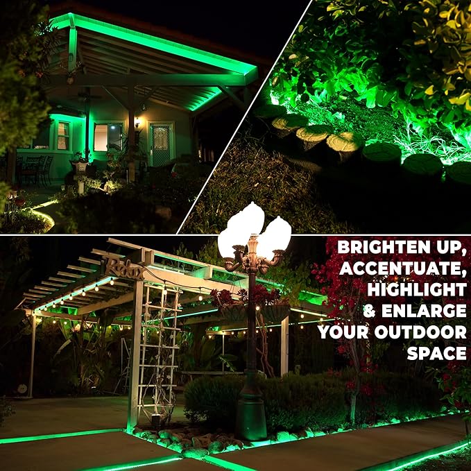 WYZworks 3312LEDs 300ft LED Outside Rope Lights, Outdoor ETL Certified Waterproof Permanent 360 Degree Flexible Bend & Light Emitting, Connectable, Christmas Palm Tree Exterior Landscape, Green