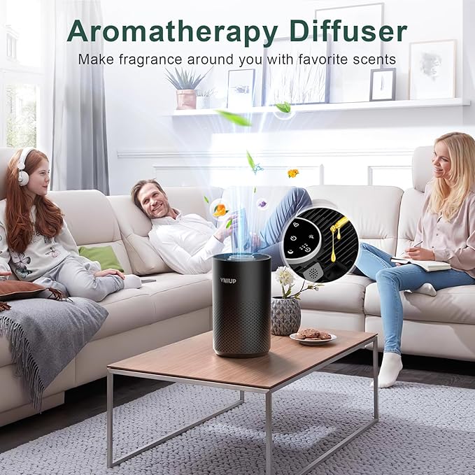Air Purifiers for Bedroom Home up to 1250 ft² - Vniup H14 True HEPA Room Air Purifiers for Bedroom, with Fragrance Function Sleep Mode& Light Mode Air Cleaner for Pet Dander Odor Dust Smoke