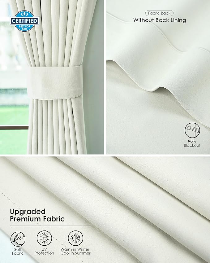 Yoolax Smart Retractable Curtain Compatible with Alexa and Google Home, Motorized Curtain Hardwired with Remote Customized Size (Delicate Tranquil Greige)