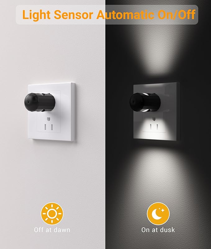 Plug-in LED Night Lights,Automatic Night Lights Plug into Wall,Dusk to Dawn Sensor 4000K,Bathroom, Hallway, Bedroom,Kitchen, Stairways, Non-Dimmable,6 Pack