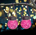 Hanging Outdoor Solar Lights,VGE 2 Pack 30LED Cracked Glass Ball Decorative Lights,Solar Powered Waterproof Landscape Lights with Handle for Tree Yard Garden Patio Fence Holiday Decor(Pingk)