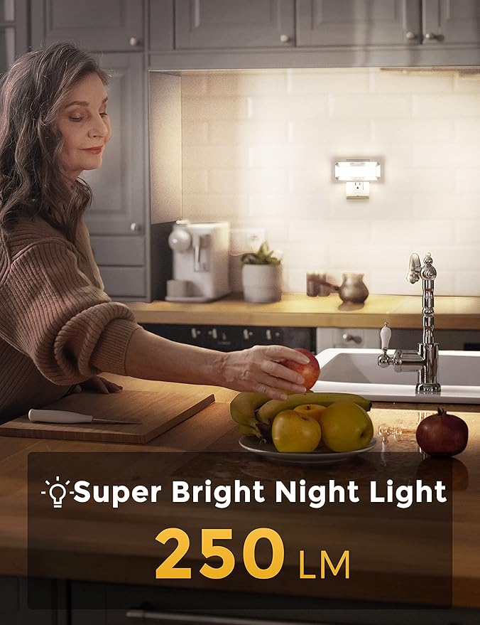 L LOHAS LED Super Bright Night Light, Night Lights Plug into Wall [2 Pack], 0-250LM LED Night Light with Light Sensor, 2W Dimmable Nightlight, Daylight 5000K for Bathroom, Adults Kids Room, Stairway