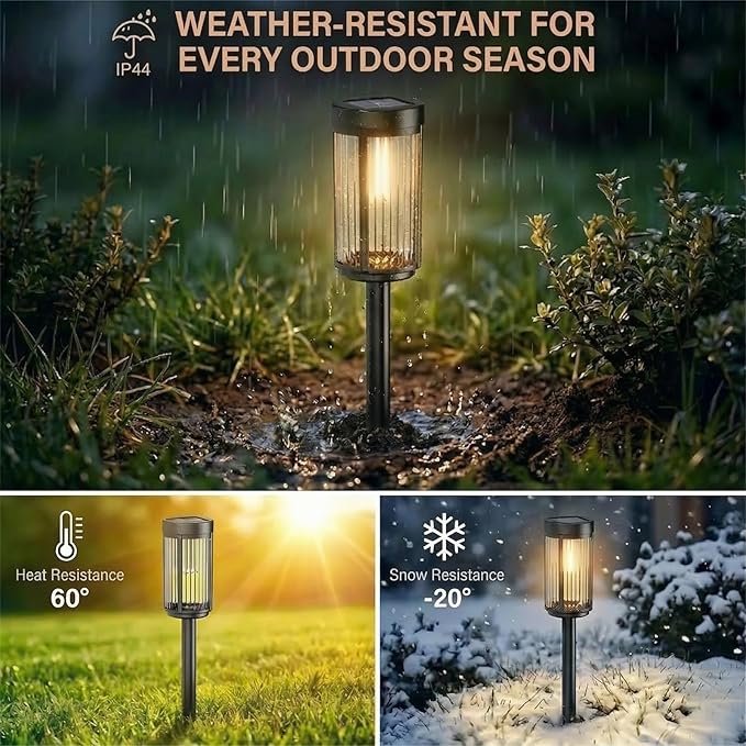 Sparkblaze 12 Pack Solar Garden Lights Outdoor, Decorative Solar Pathway Lights for Yard Auto On/Off Landscape Lighting for Walkway, Lawn, Garden, Waterproof Solar Stake Lights. (12, Warm White)