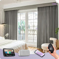 Graywind Rechargeable Smart Curtains Compatible with Alexa App Remote Control Motorized Drape for Sliding Door One-Way or Split Draw, Custom Width Up to 220" (Vintage Grey)